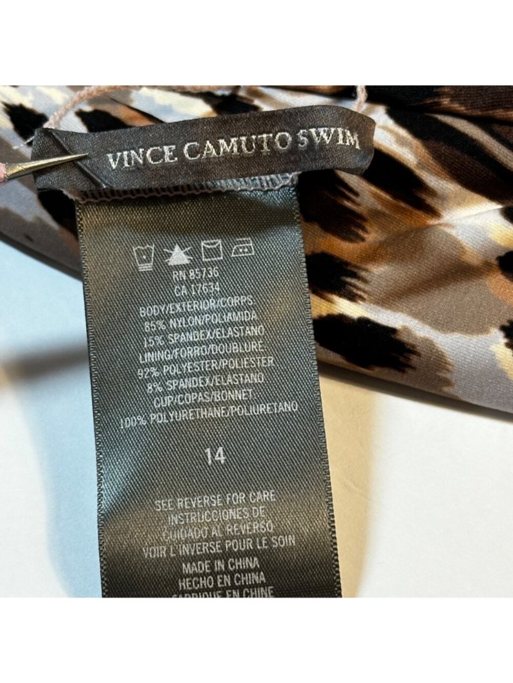 Vince Camuto Reversible One-Piece Swimsuit Leopard & Palm Print Size 14 Women's - Picture 5 of 9